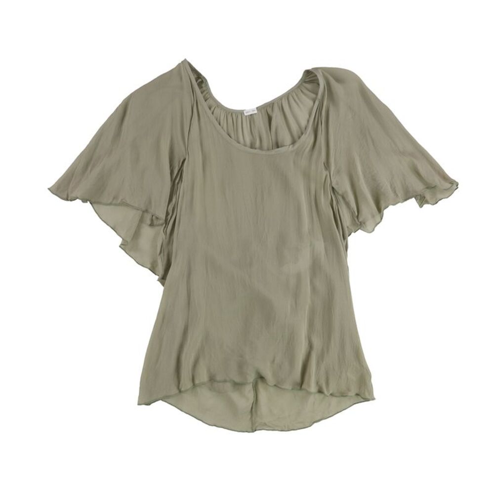 Seneca Rising Womens Flutter Sleeve Ruffled Blouse, Green, Plus Size, 0X, DM